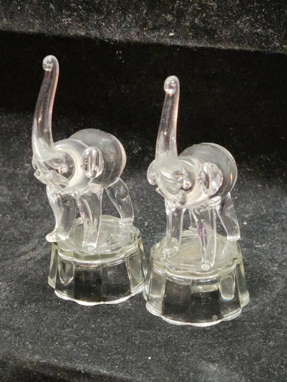 Light Up Glass Elephant Figurines Set of 2 Crystal Style LED Decor